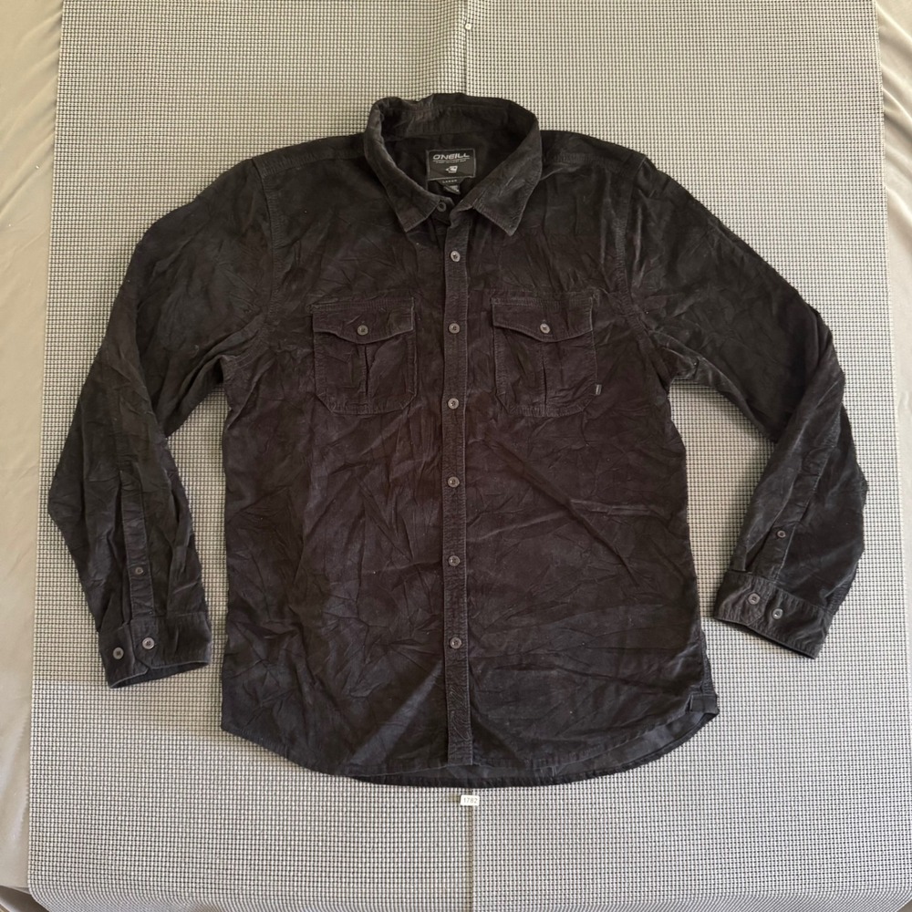 ONeill Mens Black Corduroy Button Down Shirt Long Sleeve Pockets Large